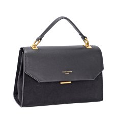 David Jones Black Half Flap Top Handle Grab Bag David Jones Black Half Flap Top Handle Grab Bag