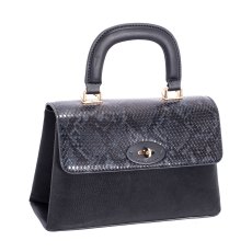 David Jones Black Faux Snake Flap Top Handle Grab Bag David Jones Black Faux Snake Flap Top Handle Grab Bag