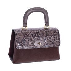 David Jones Hot Chocolate Faux Snake Flap Top Handle Grab Bag David Jones Hot Chocolate Faux Snake Flap Top Handle Grab Bag