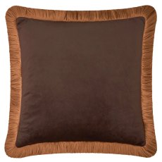 Furn Halo Fringed Velvet Cushion Chocolate & Caramel Furn Halo Fringed Velvet Cushion Chocolate & Caramel