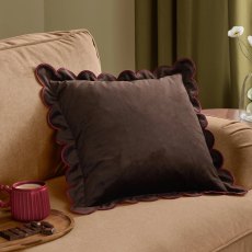 Furn Lil Scallop Cushion Chocolate & Burgundy
