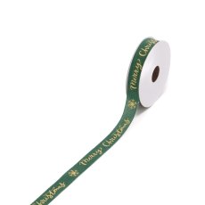Floralsilk Traditional Merry Christmas Ribbon Green Floralsilk Traditional Merry Christmas Ribbon Green