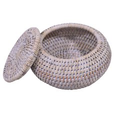 Lows Artisan Weave Round Rattan Lidded Basket