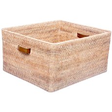 Lows Artisan Weave Large Basket With Leather Handle