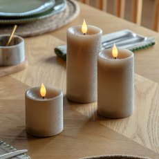 Gallery Direct Greige LED Set Of 3 Candles