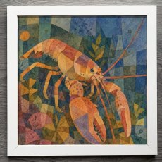 Aquarelle Larry Lobster Print Wall Art White Frame