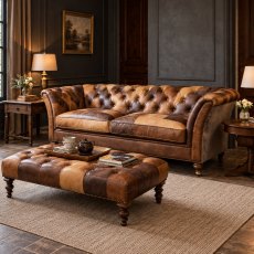 Granby 2 Seater Sofa in Toffee Patchwork Leather