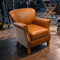Dean Plain Back Chair in Leather with Harrington Tweed Dean Plain Back Chair in Leather with Harrington Tweed