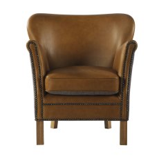 Dean Plain Back Chair in Leather with Harrington Tweed Dean Plain Back Chair in Leather with Harrington Tweed