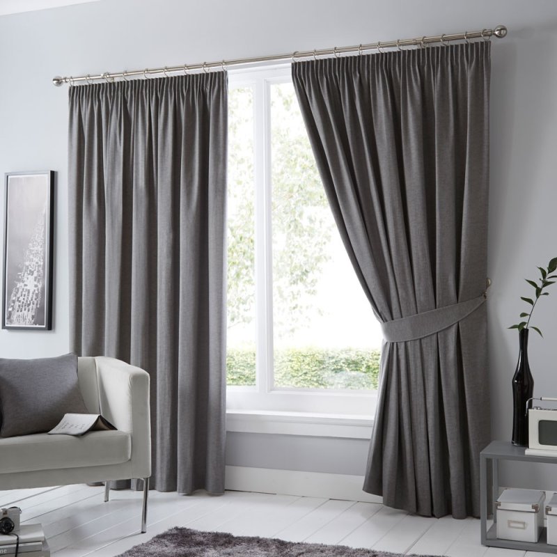 Fusion Dijon Charcoal Blackout Curtains