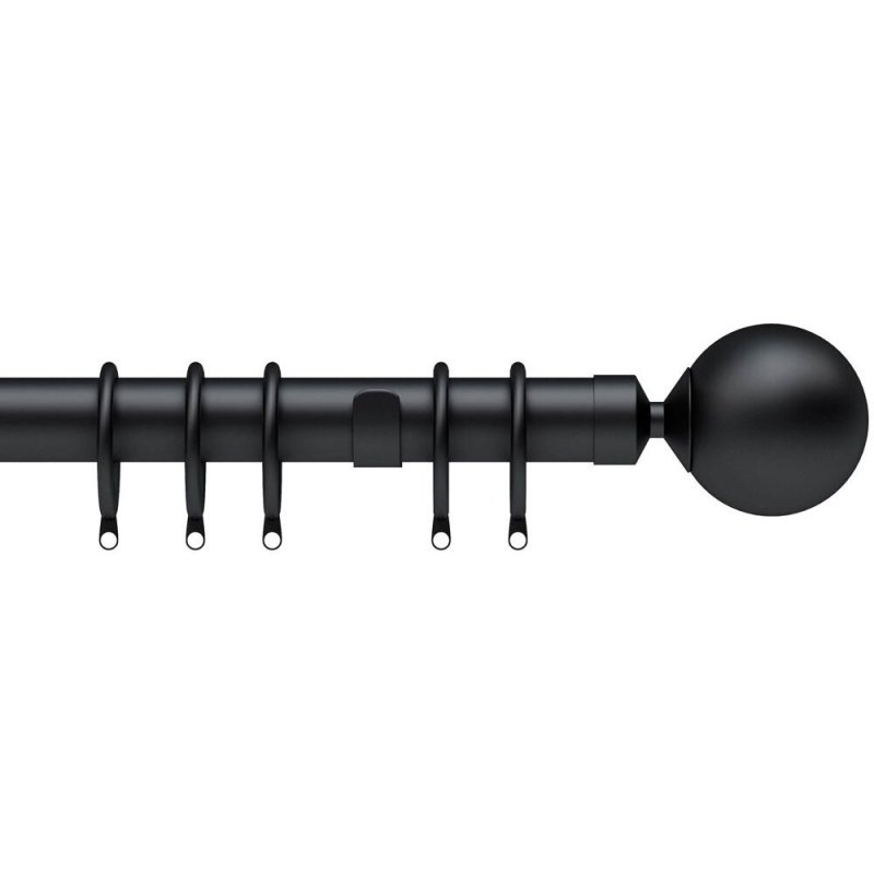 Nicola Black 28mm Curtain Pole Set