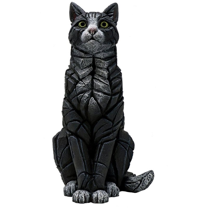 Edge Black & White Sitting Cat Sculpture