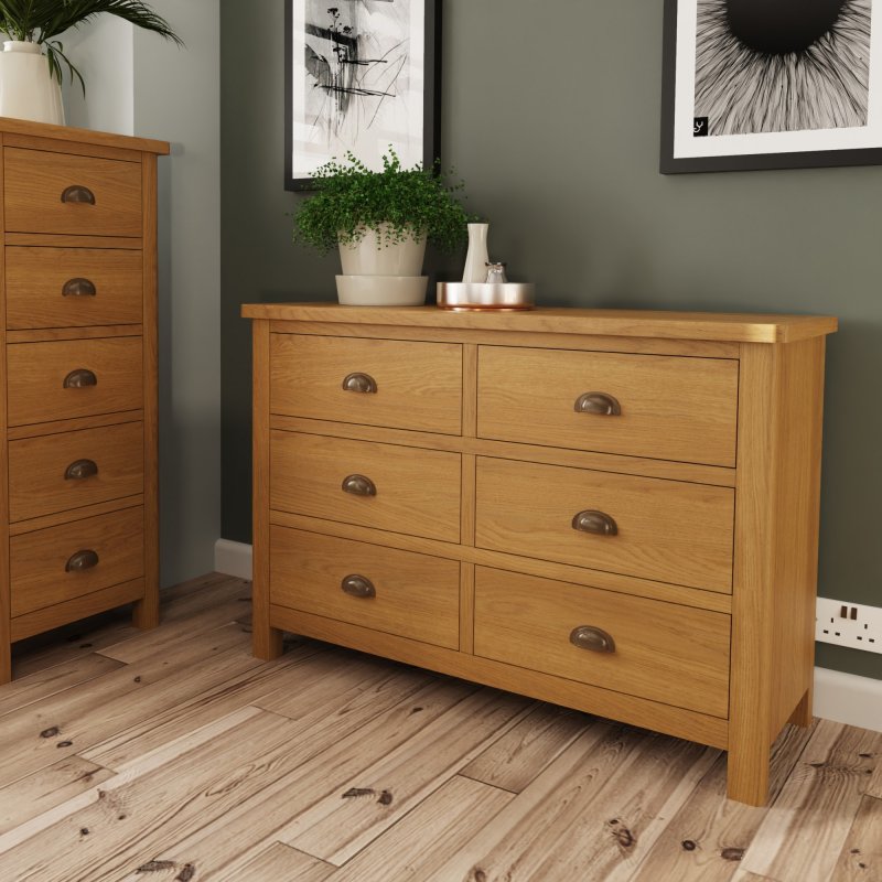 Hastings 6 Drawer Chest of Drawers in Oak