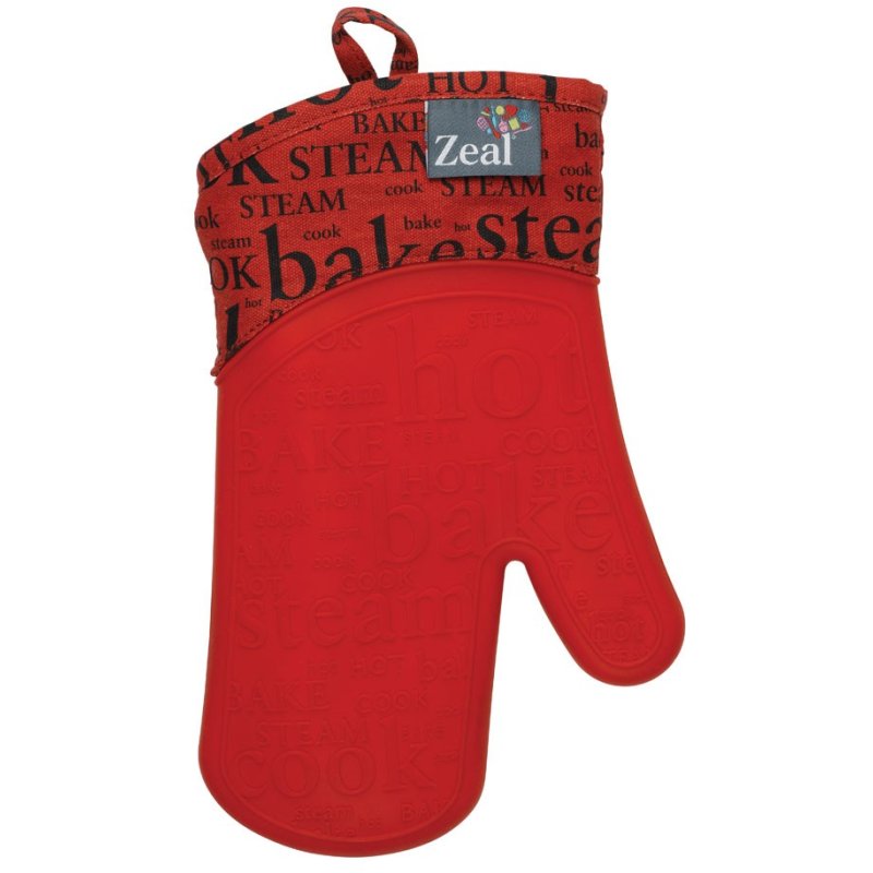 Zeal Silicone Single Oven Glove Hot Print Red
