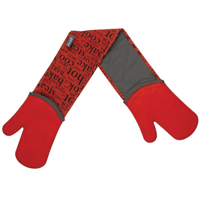 Zeal Silicone Double Oven Glove Hot Print Red