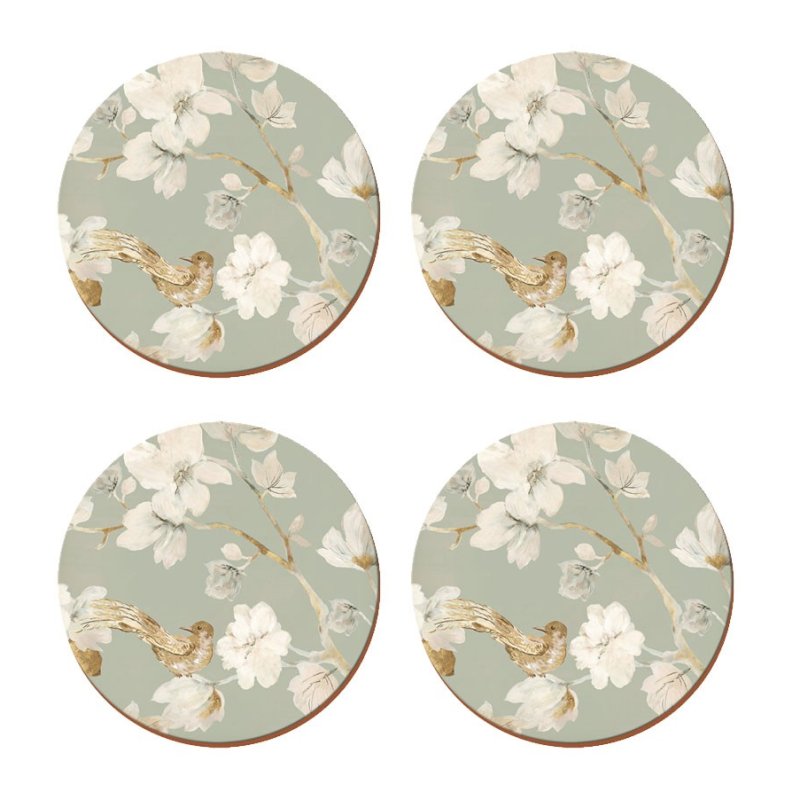 Creative Tops Duck Egg Floral Pack of 4 Round Premium Coasters