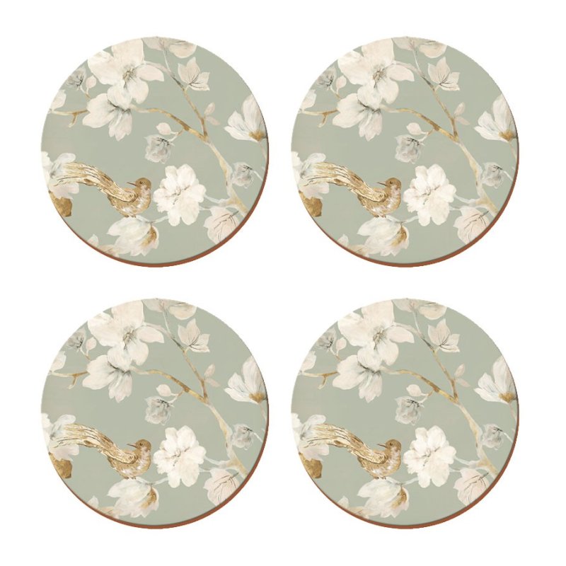 Creative Tops Duck Egg Floral Pack of 4 Round Premium Coasters