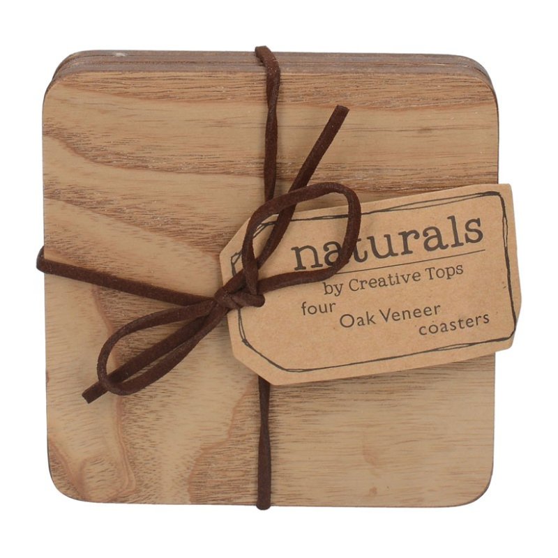 Creative Tops Oak Veneer Coasters Pack of 4