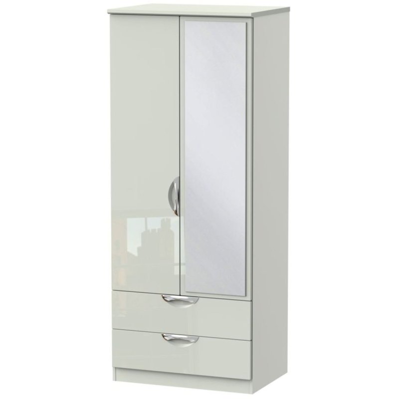 Carrie 2ft 6in 2 Drawer Mirror Wardrobe image of the wardrobe on a white background