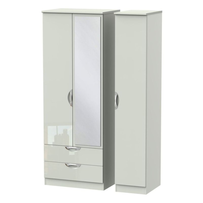Carrie Triple 2 Drawer Mirror Wardrobe image of the wardrobe on a white background