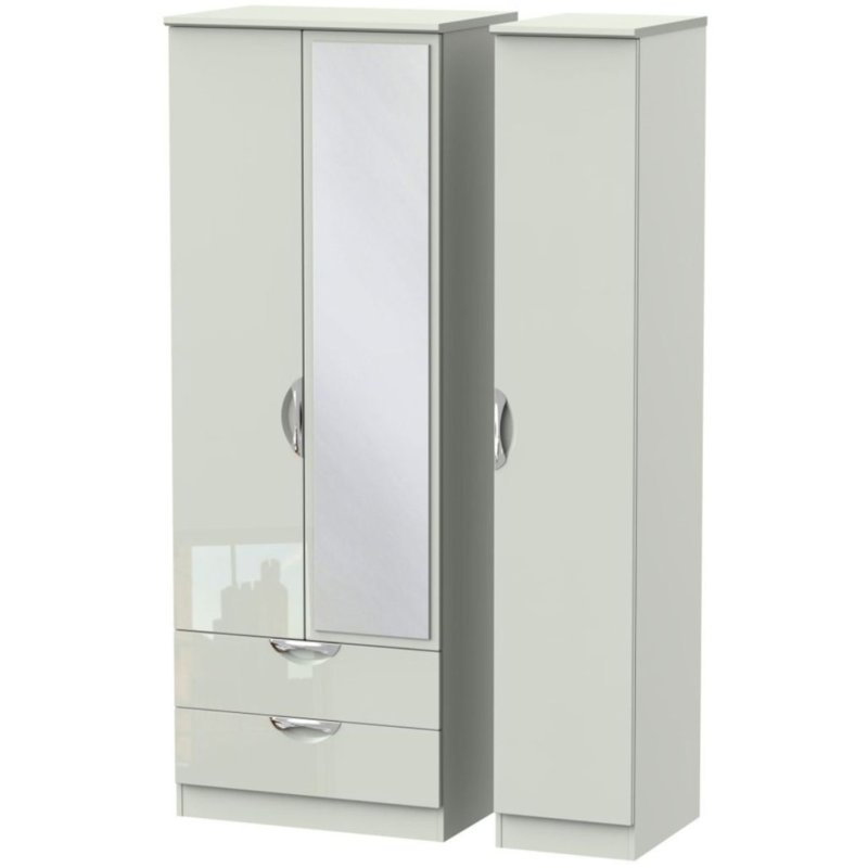 Carrie Tall Triple 2 Drawer Mirror Wardrobe image of the wardrobe on a white background