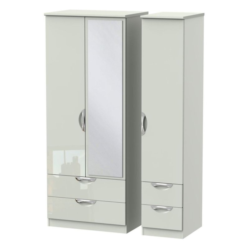 Carrie Triple 2 Drawer Wardrobe With Mirror image of the wardrobe on a white background