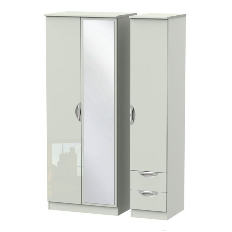 Carrie Tall Triple Mirror Wardrobe With Drawer image of the wardrobe on a white background