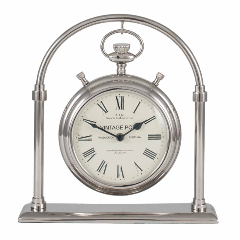 Nickel Brass & Glass Clock