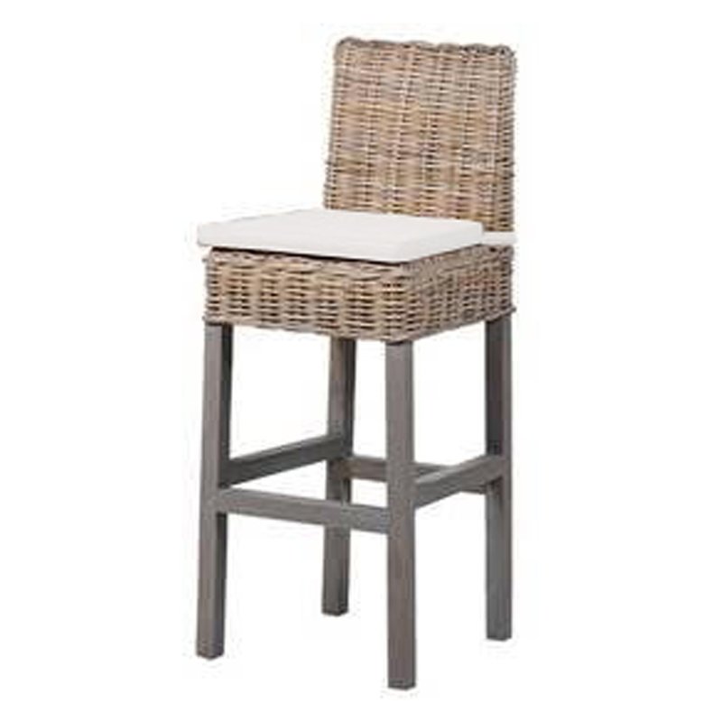 Farmhouse Collection Wicker Bar Stool, Wicker Counter Stool With Cushion