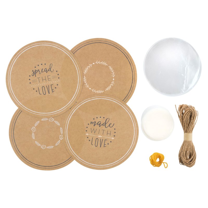 Kitchen Pantry 24 Piece Kraft Paper Jam Jar Cover Set