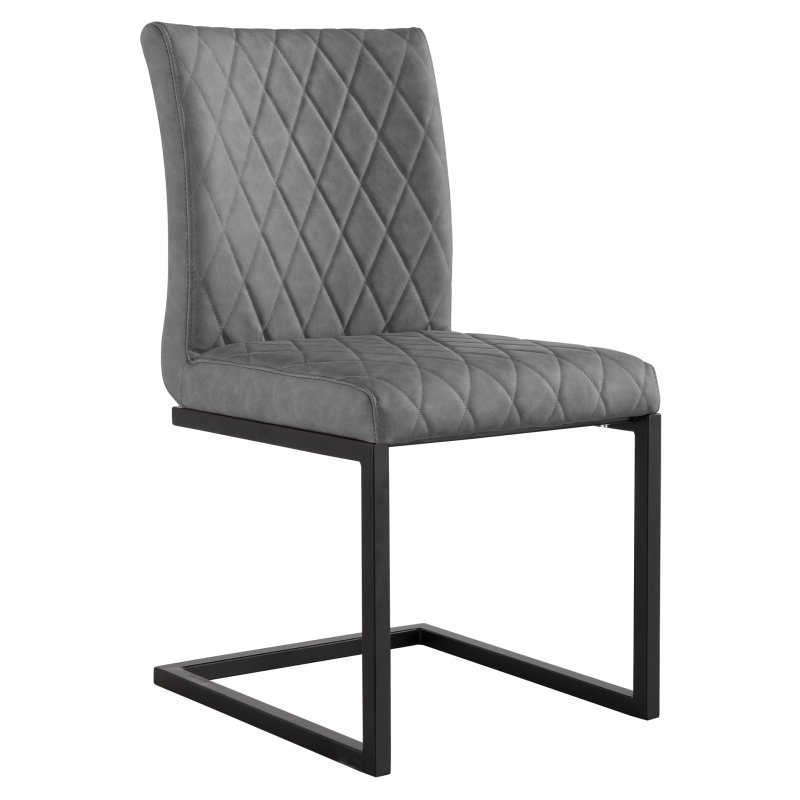 Diamond Stitch Armless Dining Chair in Grey