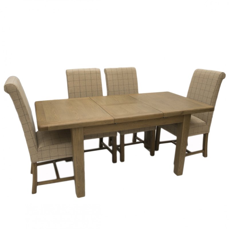 Heritage 1.3m Extending Dining Table with 4 Natural Upholstered Chairs