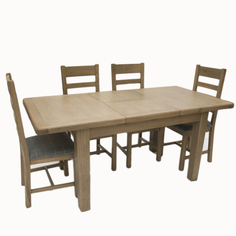 Heritage 1.3m Extending Dining Table with 4 Ladder Back Grey Chairs