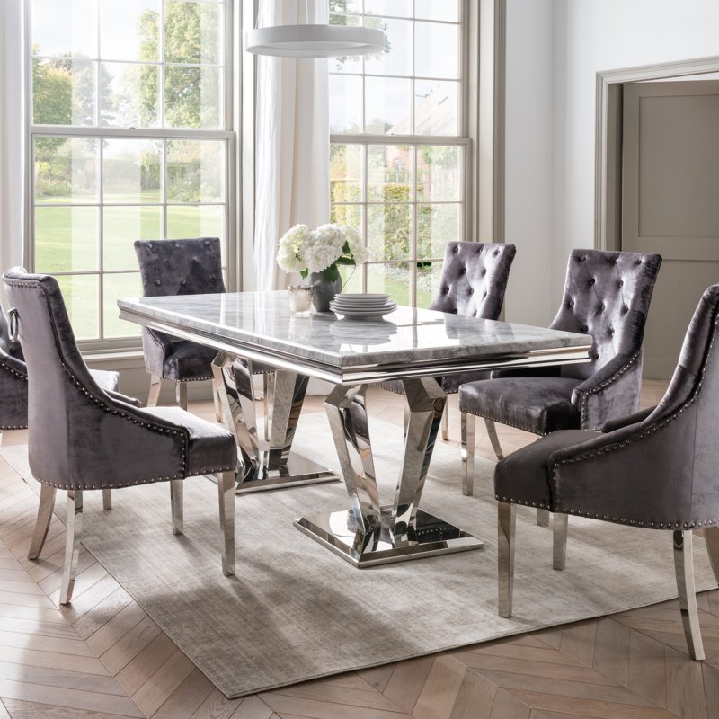 Arturo 2m Dining Table and 6 Belvedere Chairs in Charcoal Aldiss