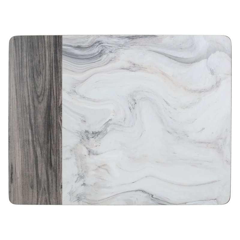 Creative Tops Pack of 4 Large Marble and Wood Placemats