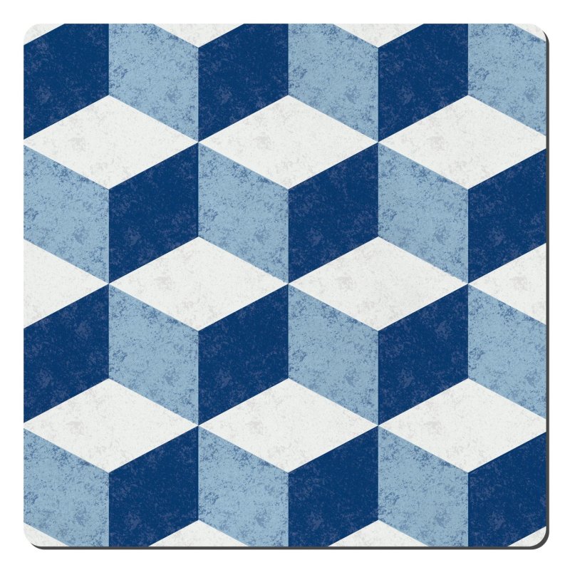 Denby Set of 4 Blue Geometric Square Placemats