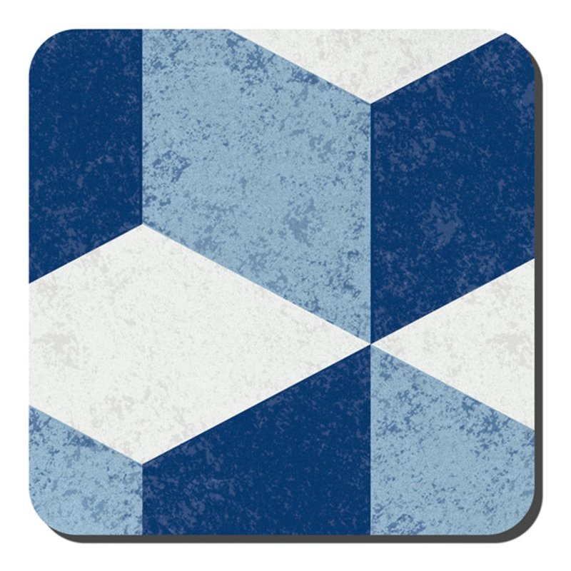 Denby Set of 4 Blue Geometric Square Coasters