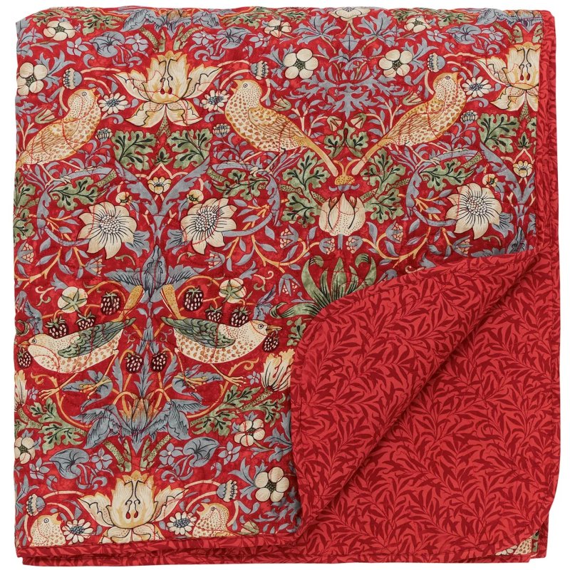 Morris & Co Strawberry Thief Quilted Throw