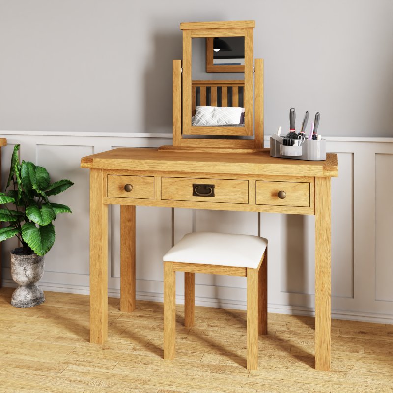 Aldiss Own Norfolk Oak 3 Drawer Dressing Table