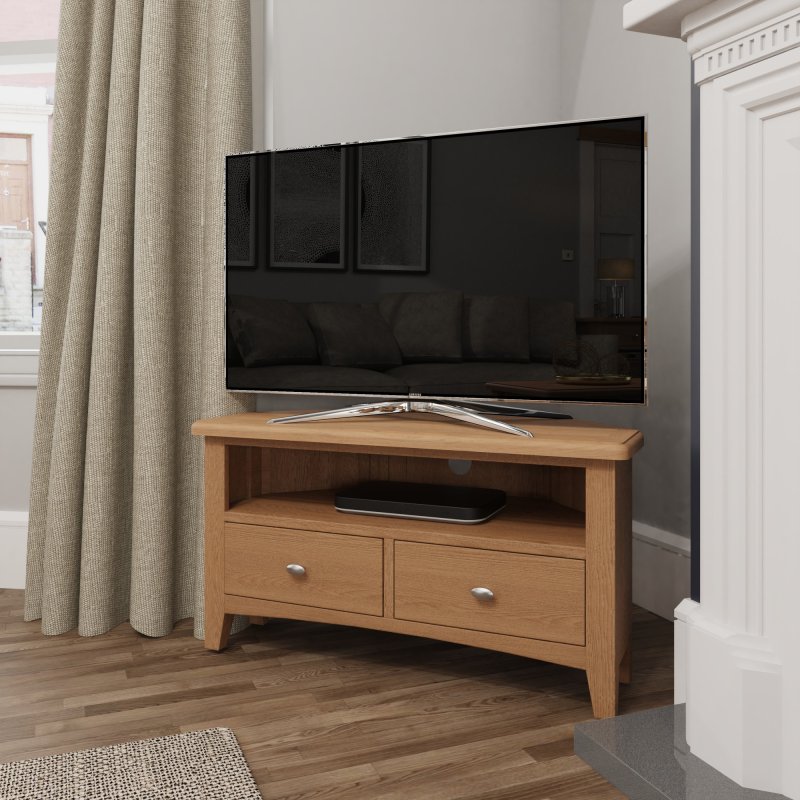 Stiffkey Corner TV Unit in Oak