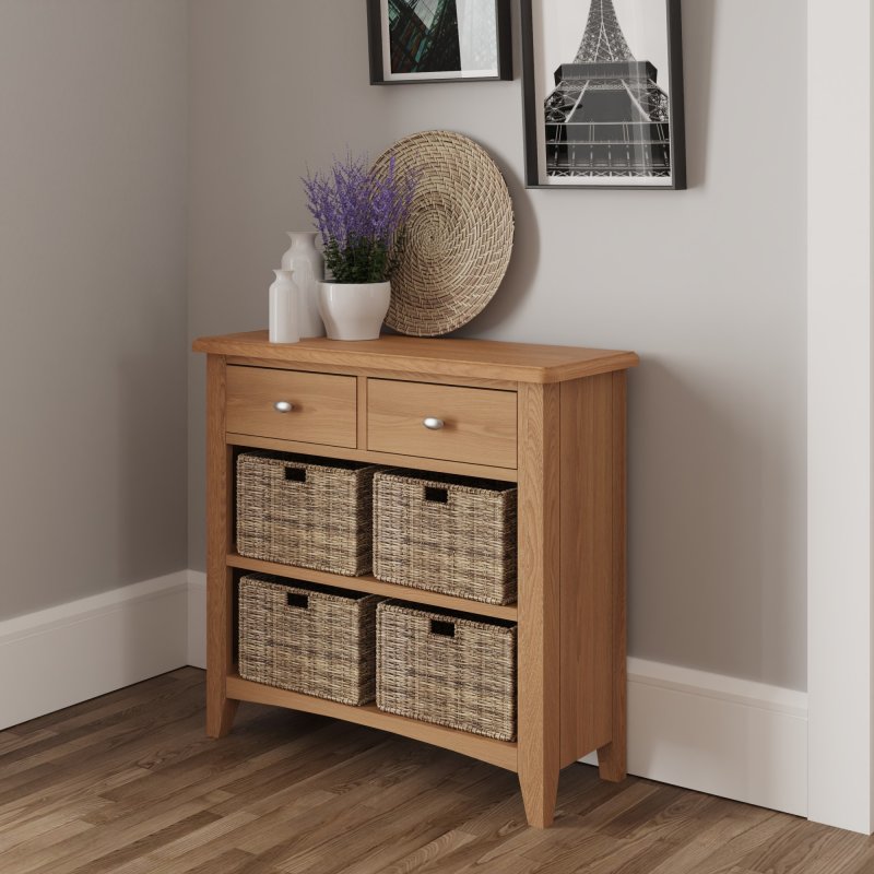 Stiffkey 2 Drawer 4 Basket Unit in Oak