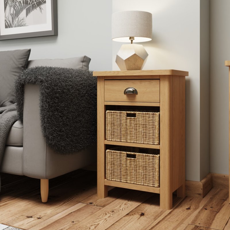 Hastings 1 Drawer 2 Basket Unit in Oak