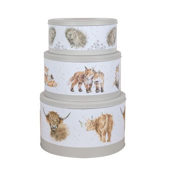 Wrendale Cake Tin Nest Cow Fox Hedgehog