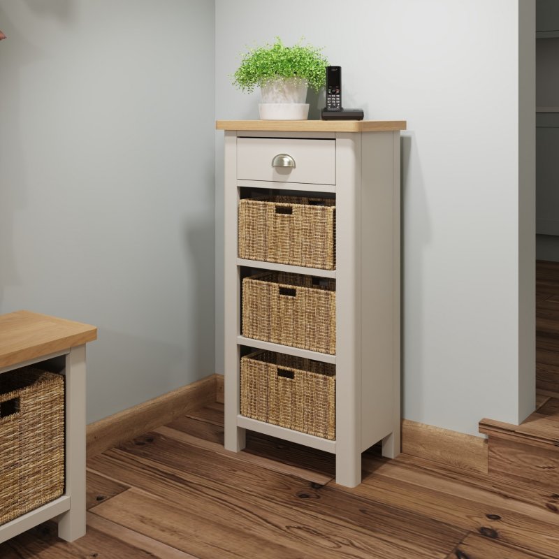 Hastings 1 Drawer 3 Basket Unit in Stone