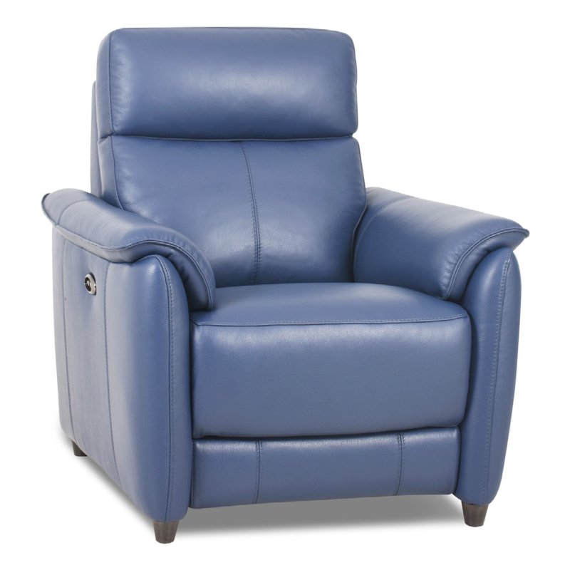 Nicolette Recliner Chair Aldiss, Dark Blue Leather Recliner Chair