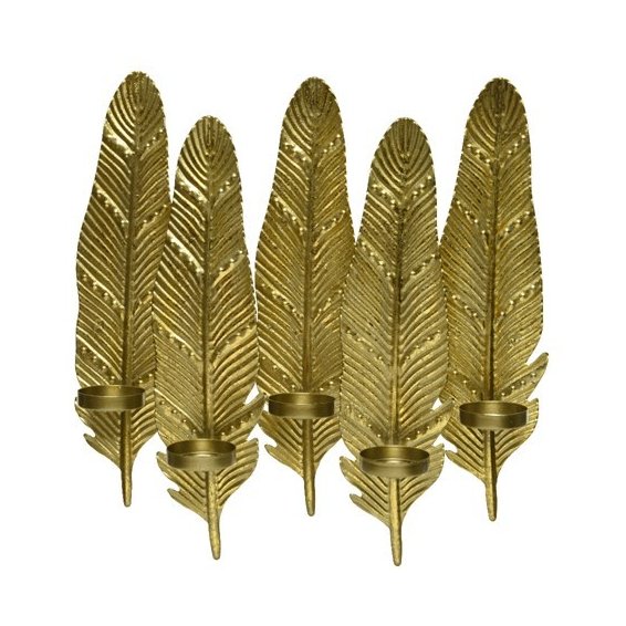 Feather Candle Holder metal