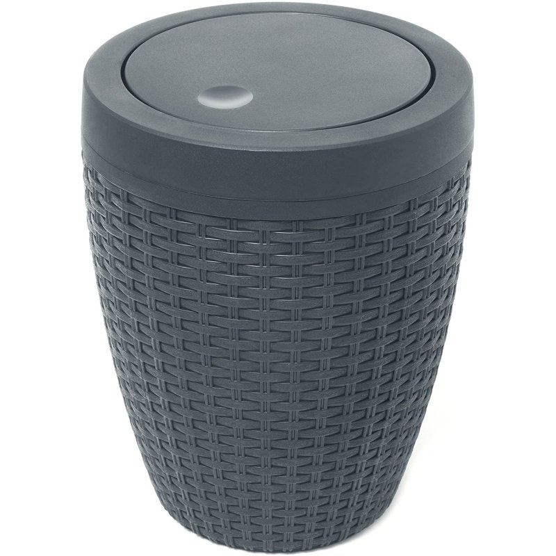 Rattan Bathroom Bin Charcoal