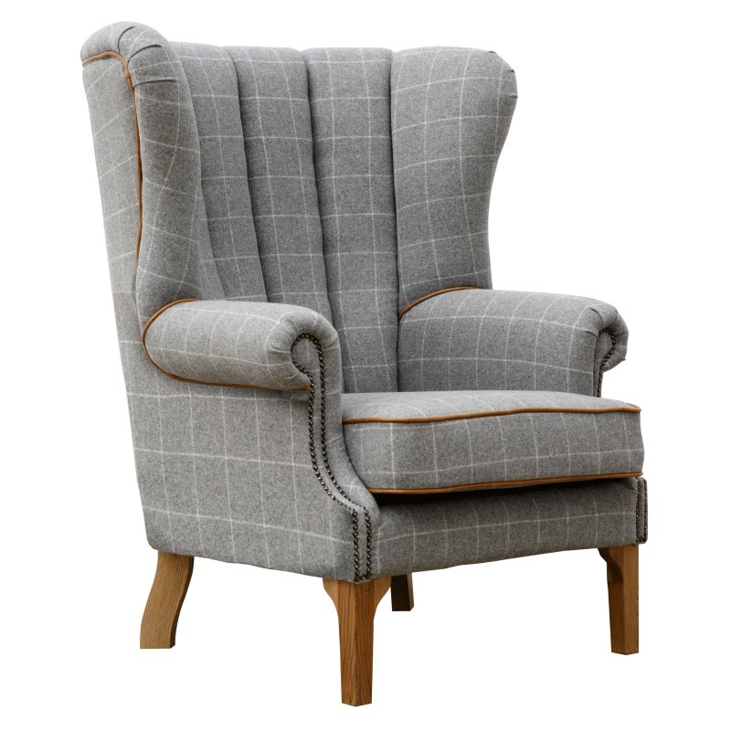 Artisan Fluted Wing Chair in Grey Wool
