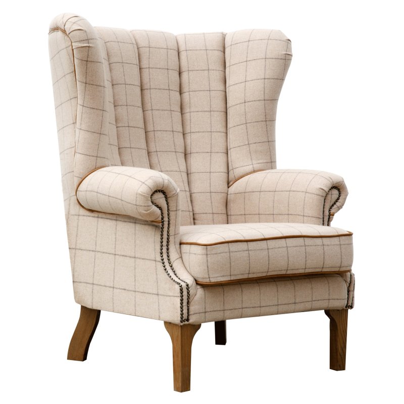 Artisan Fluted Wing Chair in Natural Wool