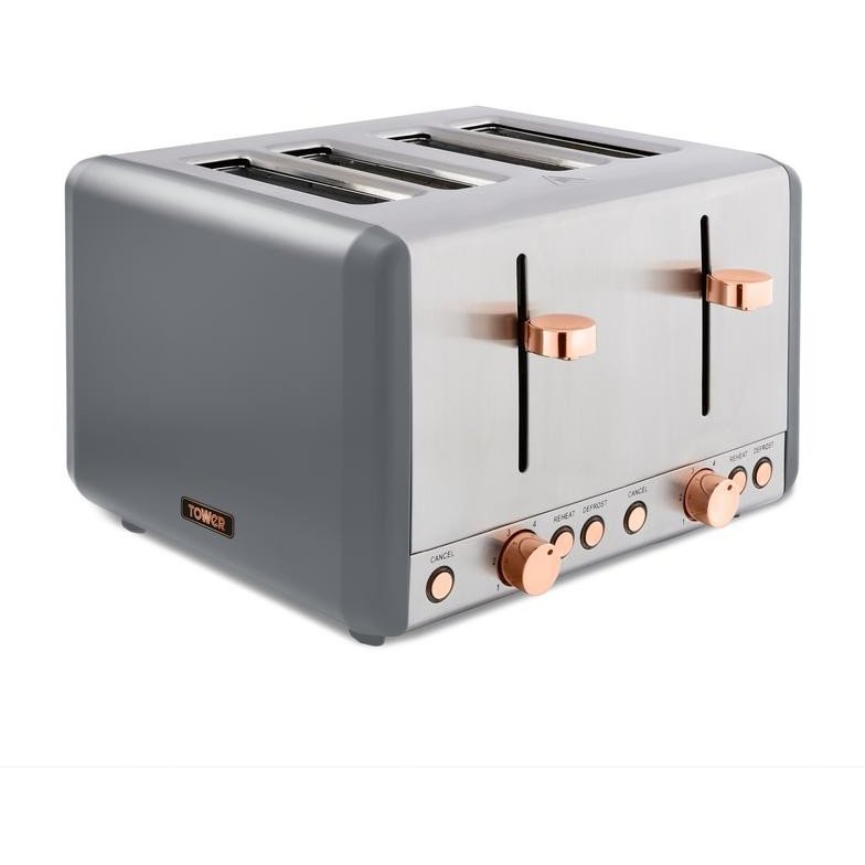 Tower Cavaletto 4 Slice Toaster Grey